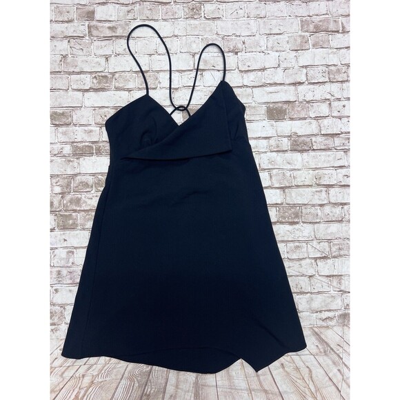 ZARA Crossover Surplice Neckline Strappy Mini Dress in Black Size L - Picture 5 of 10